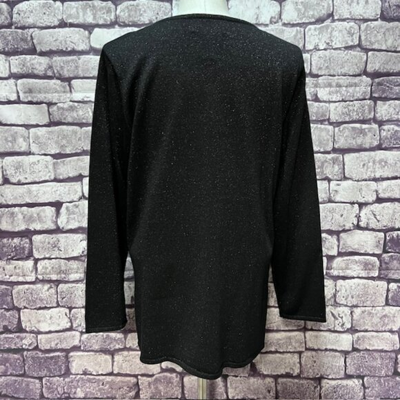 Bob Mackie Black, Silver & Turquoise Round Neck Sweater Size M - Picture 6 of 9